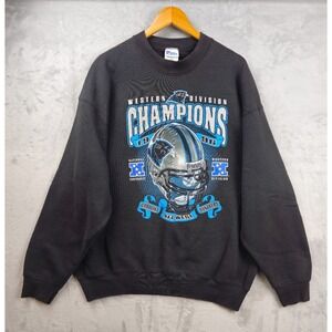 Vintage 90s Carolina Panthers Western Division Sweatshirt Black‎ XXL Pro Player